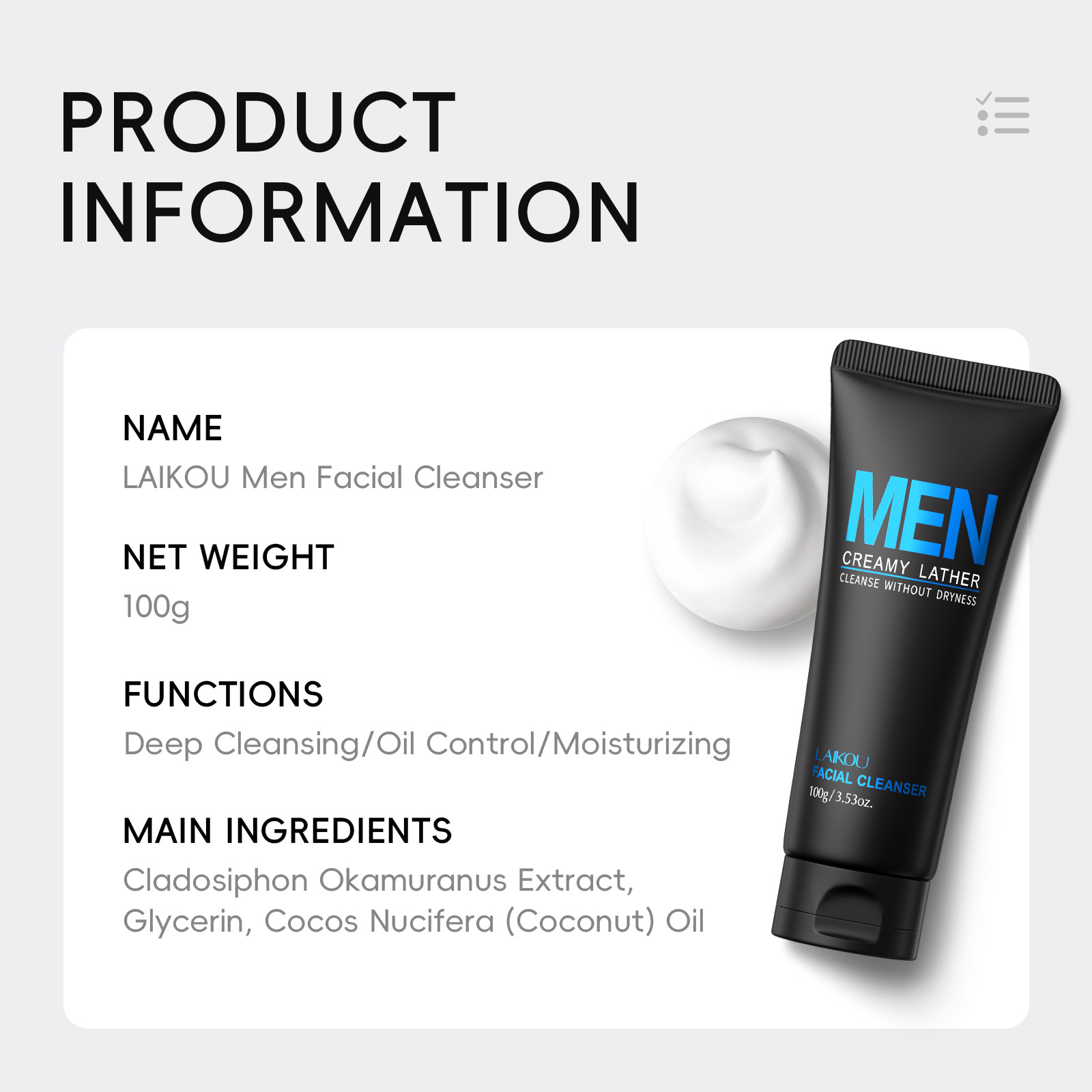 LAIKOU Men Face Wash 100g Deep - đánh giá và giá Men'S Grooming Facial